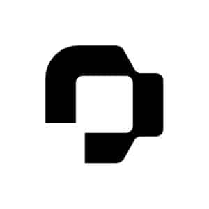 Schwarzes abstraktes geometrisches Logo auf weißem Hintergrund