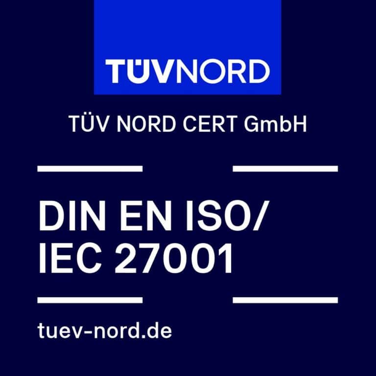 TÜV NORD Zertifikat DIN EN ISO/IEC 27001