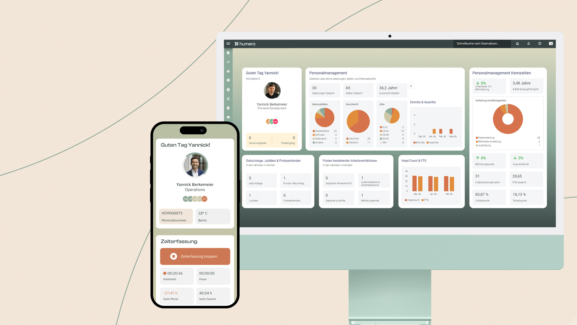 Personalmanagement Dashboard auf Desktop und Smartphone