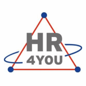 HR4YOU Logo mit Dreieck und blauen Linien