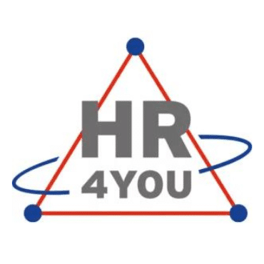 HR4YOU Logo mit Dreieck und blauen Linien