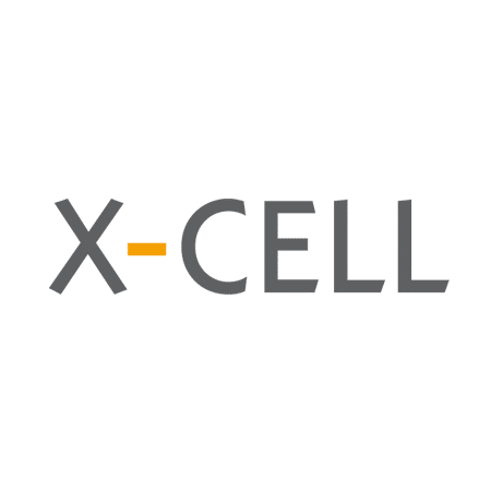 X-CELL Firmenlogo in Grau und Orange