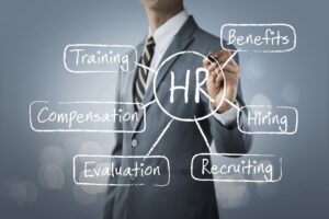 Manager zeichnet HR-Diagramm mit Personalthemen