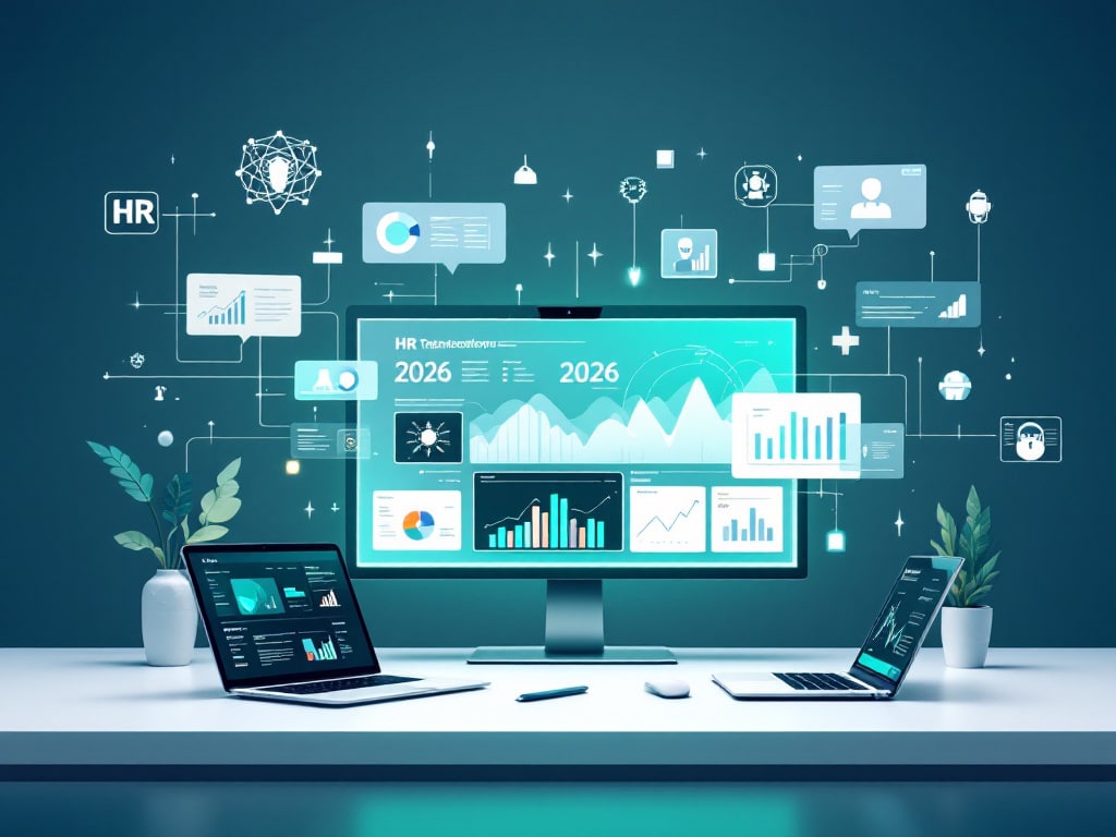 HR-Dashboard 2026 mit Diagrammen am Schreibtisch