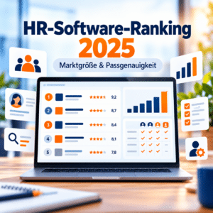 HR-Software-Ranking 2025 auf Laptop mit Analysegrafiken