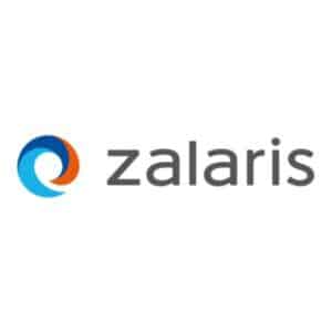 Zalaris-Logo mit blau-orangefarbenem Kreissymbol